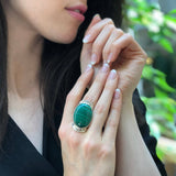 Large Malachite Ring, Natural Malachite, Green Malachite Ring, Vintage Rings, Large Stone Ring, Green Gem Ring, Solid Silver Ring, Malachite