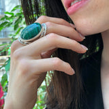 Large Malachite Ring, Natural Malachite, Green Malachite Ring, Vintage Rings, Large Stone Ring, Green Gem Ring, Solid Silver Ring, Malachite