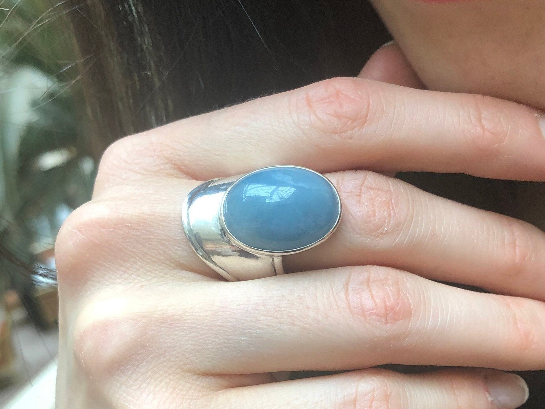 Aquamarine Ring, Natural Aquamarine, Blue Statement Ring, Blue Boho Ring, Chunky Ring, Big Stone Ring, Shield Ring, Solid Silver Ring, Aqua