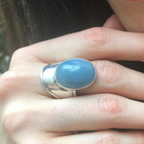 Aquamarine Ring, Natural Aquamarine, Blue Statement Ring, Blue Boho Ring, Chunky Ring, Big Stone Ring, Shield Ring, Solid Silver Ring, Aqua