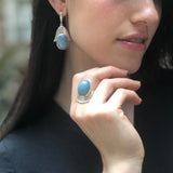 Aquamarine Ring, Natural Aquamarine, Blue Statement Ring, Blue Boho Ring, Chunky Ring, Big Stone Ring, Shield Ring, Solid Silver Ring, Aqua