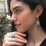 Aquamarine Ring, Natural Aquamarine, Blue Statement Ring, Blue Boho Ring, Chunky Ring, Big Stone Ring, Shield Ring, Solid Silver Ring, Aqua