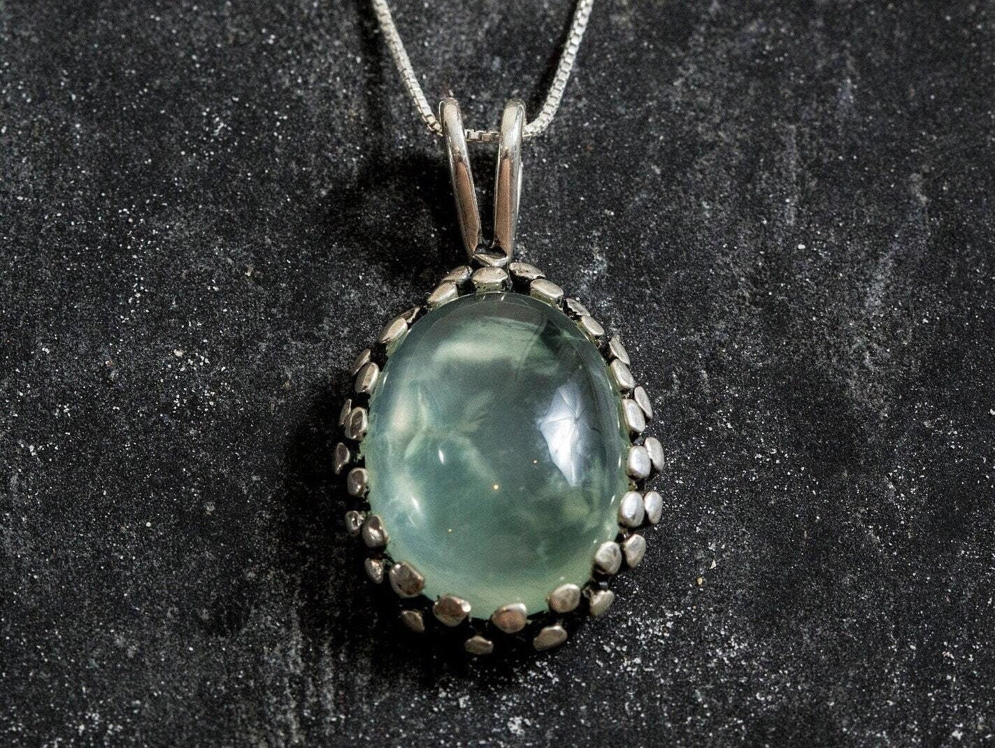 Prehnite Pendant, Artistic Pendant, Natural Prehnite, Unique Pendant, May Birthstone, May Pendant, Green Pendant, Solid Silver Pendant, 925