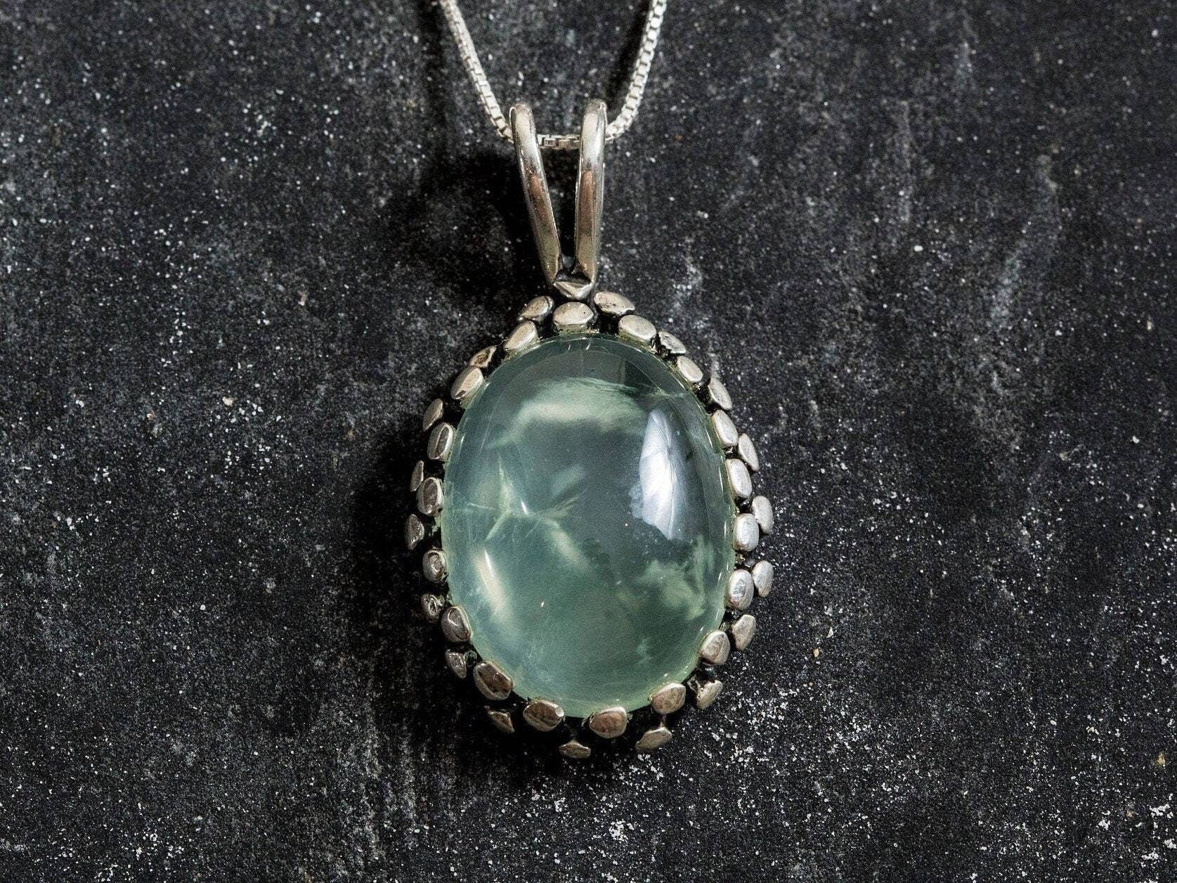 Prehnite Pendant, Artistic Pendant, Natural Prehnite, Unique Pendant, May Birthstone, May Pendant, Green Pendant, Solid Silver Pendant, 925