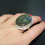 Large Malachite Ring, Malachite Ring, Natural Malachite, Green Vintage Rings, Large Stone Ring, Green Stone Ring, Solid Silver, Malachite