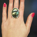 Large Malachite Ring, Malachite Ring, Natural Malachite, Green Vintage Rings, Large Stone Ring, Green Stone Ring, Solid Silver, Malachite