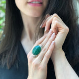 Large Malachite Ring, Natural Malachite, Green Malachite Ring, Vintage Rings, Large Stone Ring, Green Gem Ring, Solid Silver Ring, Malachite