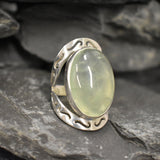 Prehnite Ring, Natural Prehnite, May Birthstone, Tribal Ring, Statement Ring, Massive Ring, Heavy Ring, Big Green Ring, Solid Silver Ring