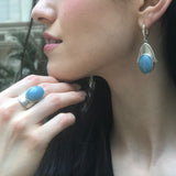 Aquamarine Ring, Natural Aquamarine, Blue Statement Ring, Blue Boho Ring, Chunky Ring, Big Stone Ring, Shield Ring, Solid Silver Ring, Aqua