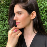 Rhodochrosite Ring, Large Pink Ring, Pink Oval Ring, Statement Ring, Artisan Ring, Bohemian Ring, Solid Silver Ring, Natural Rhodochrosite