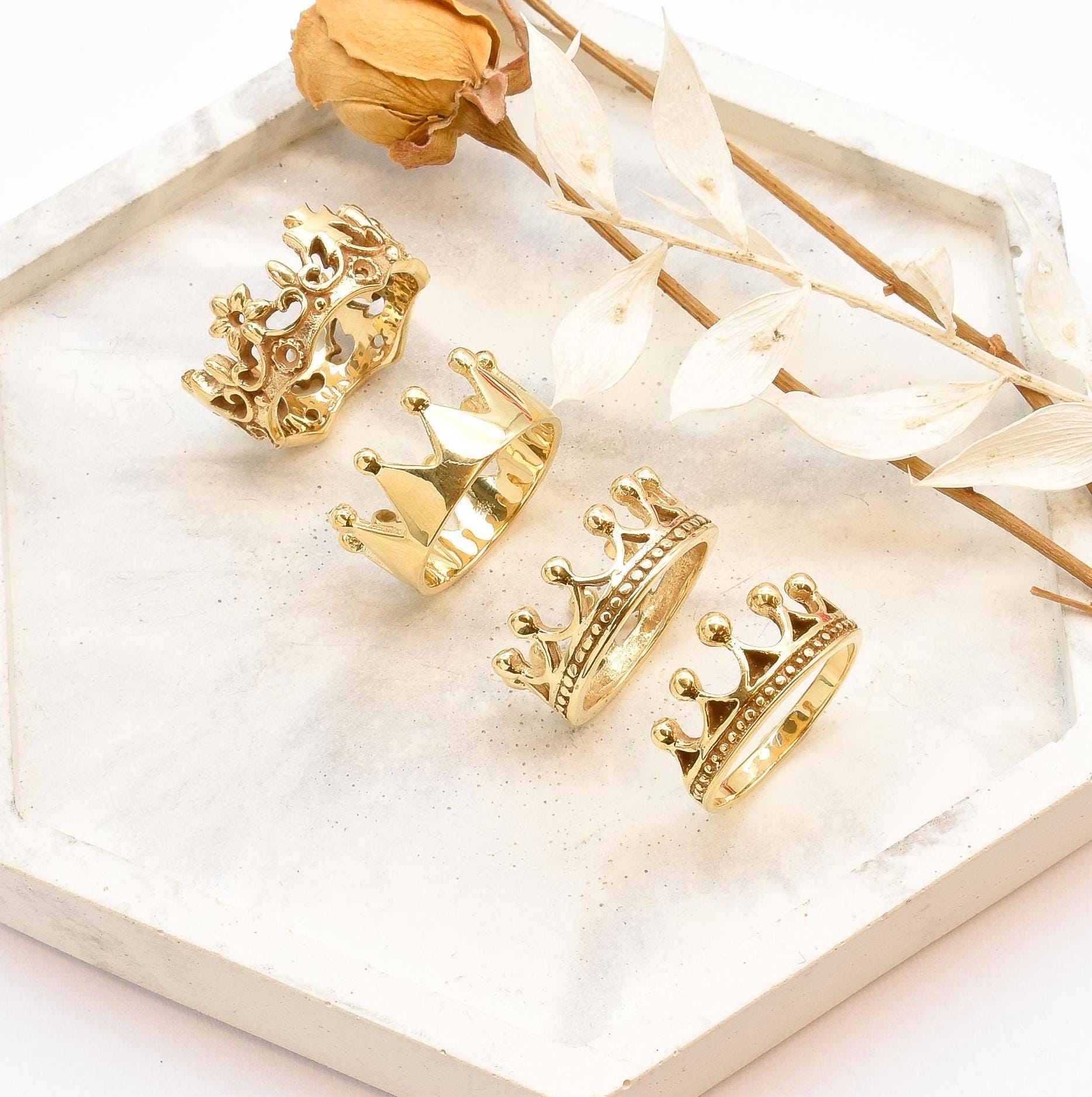 Gold Crown Ring Crafted Crown Ring – Adina Stone Jewelry