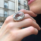 Large Topaz Ring, Natural White Topaz, Statement Ring, December Birthstone, Vintage Ring, Big Diamond Ring, Chunky Ring, Solid Silver Ring