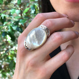 Shell Pearl Ring, Mother of Pearls, Natural Shell Pearl, June Birthstone, Silver Oval Ring, Pearl Ring, Vintage Pearl Ring, 925 Silver Ring