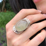 Prehnite Ring, Natural Prehnite, May Birthstone, Tribal Ring, Statement Ring, Massive Ring, Heavy Ring, Big Green Ring, Solid Silver Ring