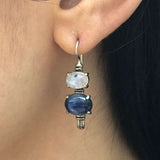 Kyanite Earrings - Blue Drop Earrings - Moonstone Long Earrings