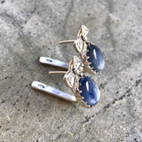 Kyanite Earrings - Blue Ribbon Earrings - Vintage Drop Earrings