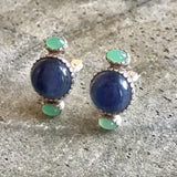 Kyanite Earrings - Chrysoprase Earrings - Large Vintage Earrings