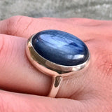 Kyanite Ring - Large Blue Ring - Kyanite Bezel Ring