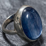 Kyanite Ring - Large Blue Ring - Kyanite Bezel Ring