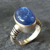Kyanite Silver Ring - Blue Boho Ring - Large Kyanite Ring