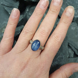 Kyanite Silver Ring - Blue Boho Ring - Large Kyanite Ring
