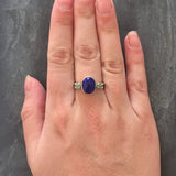 Lapis Lazuli Ring - Blue Vintage Ring - Oval Lapis Ring