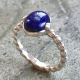 Lapis Ring - Blue Oval Ring - Vintage Bezel Ring