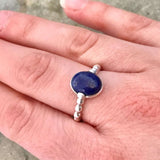 Lapis Ring - Blue Oval Ring - Vintage Bezel Ring