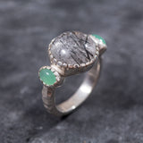 Large Black Ring - Quartz Ring - Vintage Statement Ring