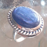 Large Blue Ring - Natural Kyanite Ring - African Statement Ring