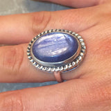 Large Blue Ring - Natural Kyanite Ring - African Statement Ring