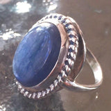 Large Blue Ring - Natural Kyanite Ring - African Statement Ring