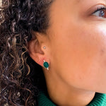 Elegant 925 Sterling Silver earrings featuring a stunning oval Created Green Emerald, ideal for birthday and special occasions.