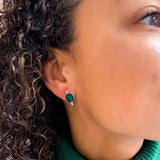 Elegant 925 Sterling Silver earrings featuring a stunning oval Created Green Emerald, ideal for birthday and special occasions.