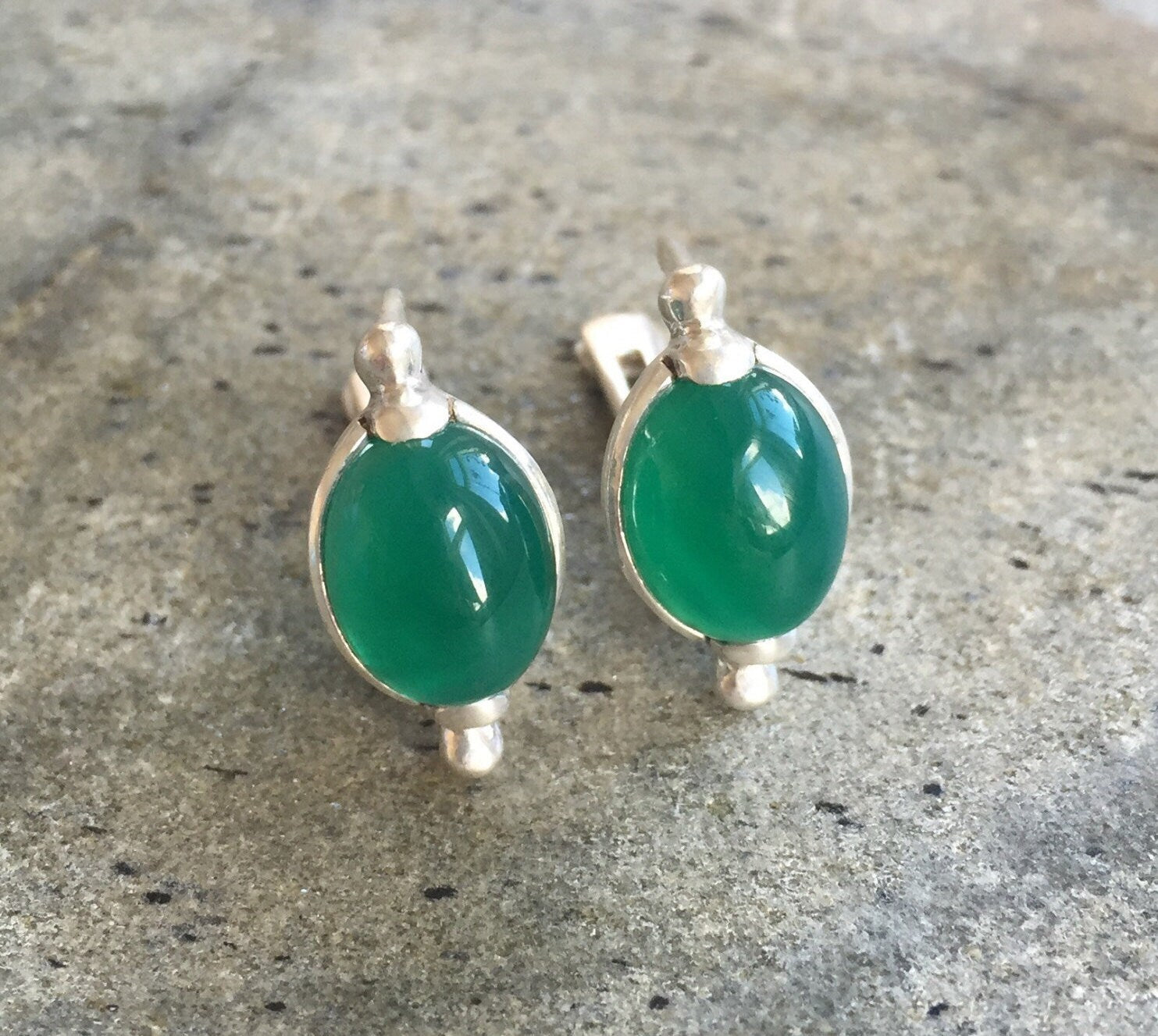 Created Emerald Earrings made in 925 Sterling Silver with Oval Created Green Emerald in Prong setting, May Birthstone gift idea, symbolizes, ideal for everyday wear and perfect for birthday gifting and special occasions.