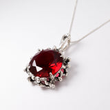 Stunning Created Ruby Pendant in 925 Sterling Silver, symbolizing passion and purity, perfect for daily wear and gifting.