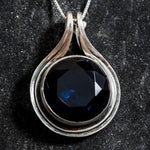 Sterling Silver Created Sapphire Pendant in Bezel setting, perfect for birthdays and special occasions, symbolizes sincerity and faithfulness.