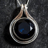 Sterling Silver Created Sapphire Pendant in Bezel setting, perfect for birthdays and special occasions, symbolizes sincerity and faithfulness.