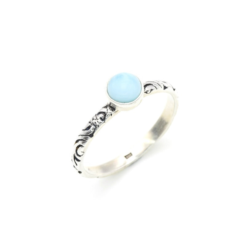 Elegant sterling silver ring with Larimar, perfect as a meaningful birthday gift or for coastal-style lovers.