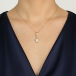 Elegant Natural Moonstone Pendant in 18k Gold Vermeil with prong setting, perfect gift for June birthdays and special occasions.
