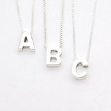 Silver Letter Necklace, Initial Charm, Personalized Necklace, Minimalist Initial Pendant, Initial Necklace Alphabet Jewelry, Name Necklace