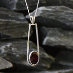 Stunning Created Ruby Pendant in 925 Sterling Silver, showcasing an Oval Ruby that symbolizes love and devotion, perfect gift choice.