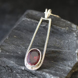 Elegant 925 Sterling Silver Ruby Pendant, featuring a vibrant Oval Created Red Ruby in a timeless bezel setting.