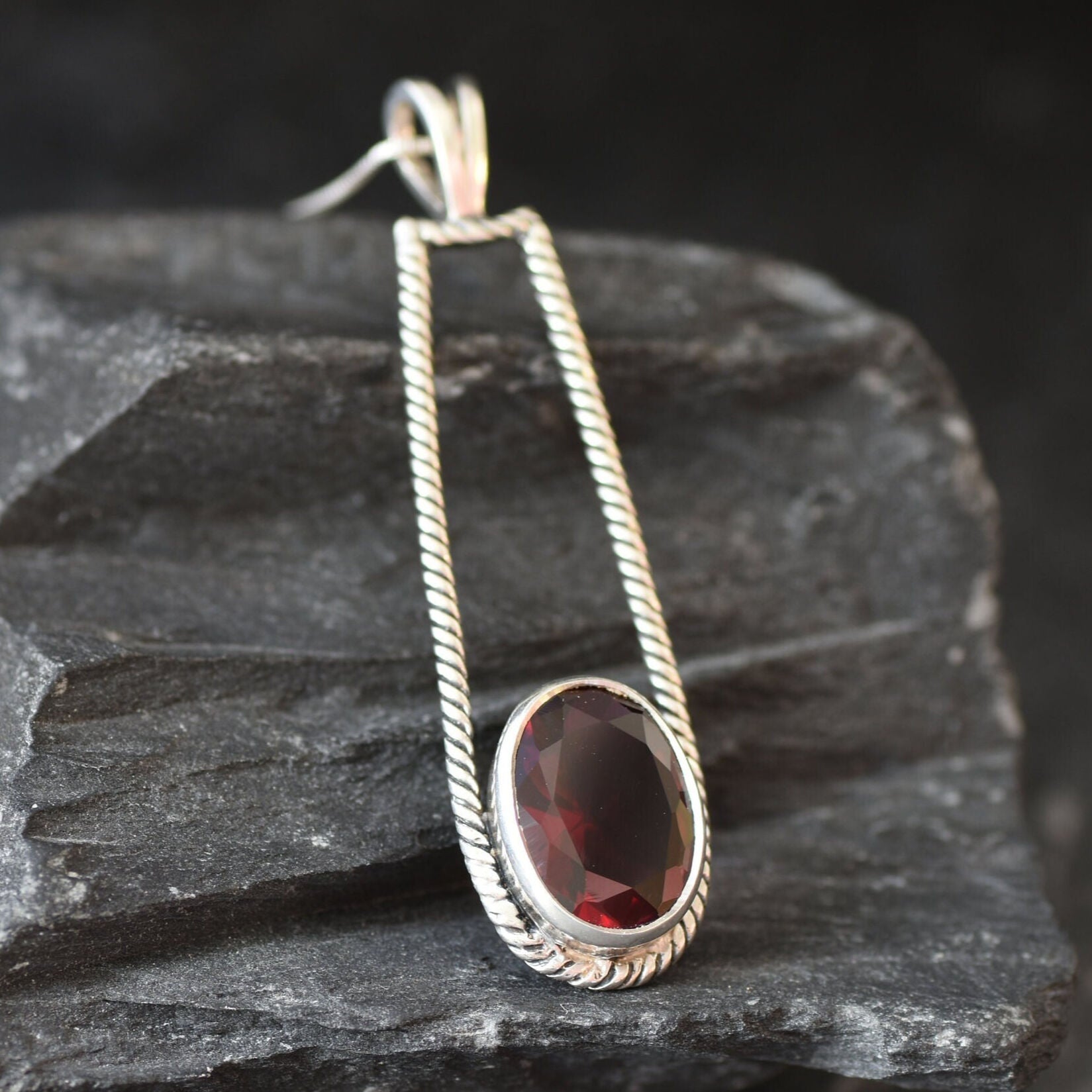 Created Ruby Pendant made in 925 Sterling Silver with Oval Created Red Ruby in Bezel setting, July Birthstone gift idea, symbolizes nobility, purity, and passion, ideal for everyday wear and perfect for birthday gifting and special occasions.