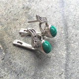 Malachite Earrings - Green Oval Earrings - Vintage Drop Earrings