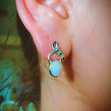 Malachite Earrings - Green Oval Earrings - Vintage Drop Earrings