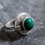 Malachite Ring - Large Egyptian Ring - Green Vintage Ring