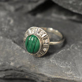 Genuine Malachite Ring - Green Promise Ring - Vintage African Ring