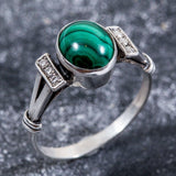 Malachite Ring - Green Vintage Ring - Malachite Bezel Ring