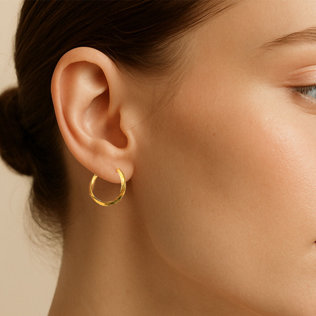 Gold Hoop Earrings, Round Huggie Earrings, Minimalist Gold Earrings